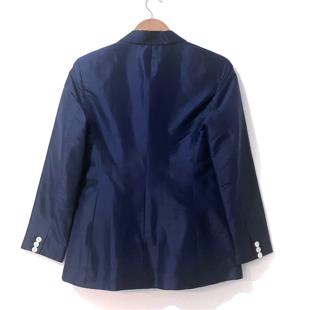 Lauren Ralph Lauren Blue Silk Single Button Blazer Size 10 - Picture 4 of 5
